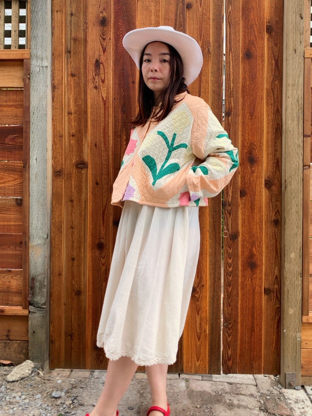 Image of Quilt Cropped Coat — Tulips