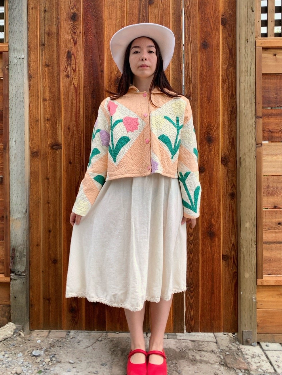 Image of Quilt Cropped Coat — Tulips