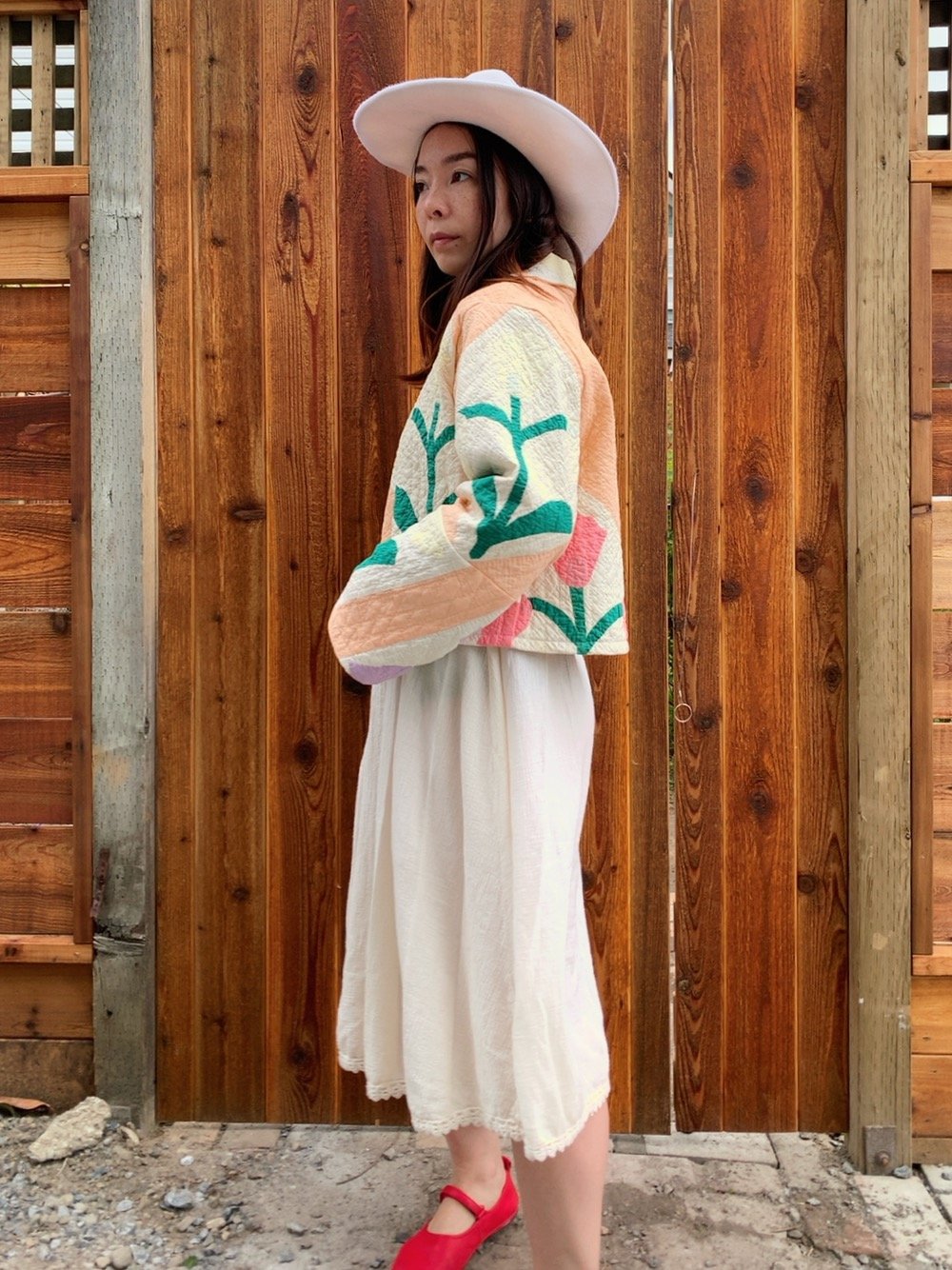 Image of Quilt Cropped Coat — Tulips