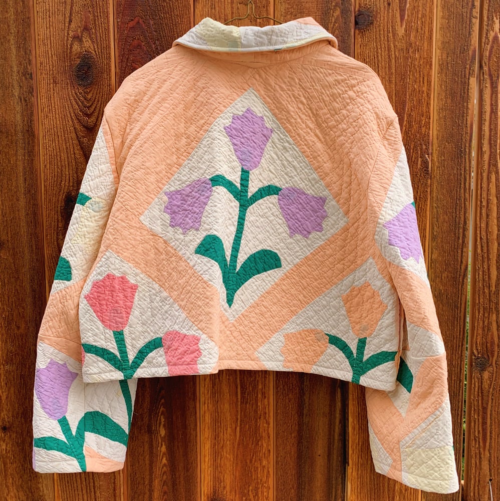 Image of Quilt Cropped Coat — Tulips
