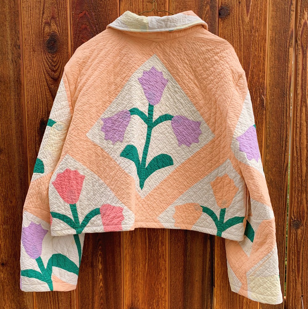 Image of Quilt Cropped Coat — Tulips