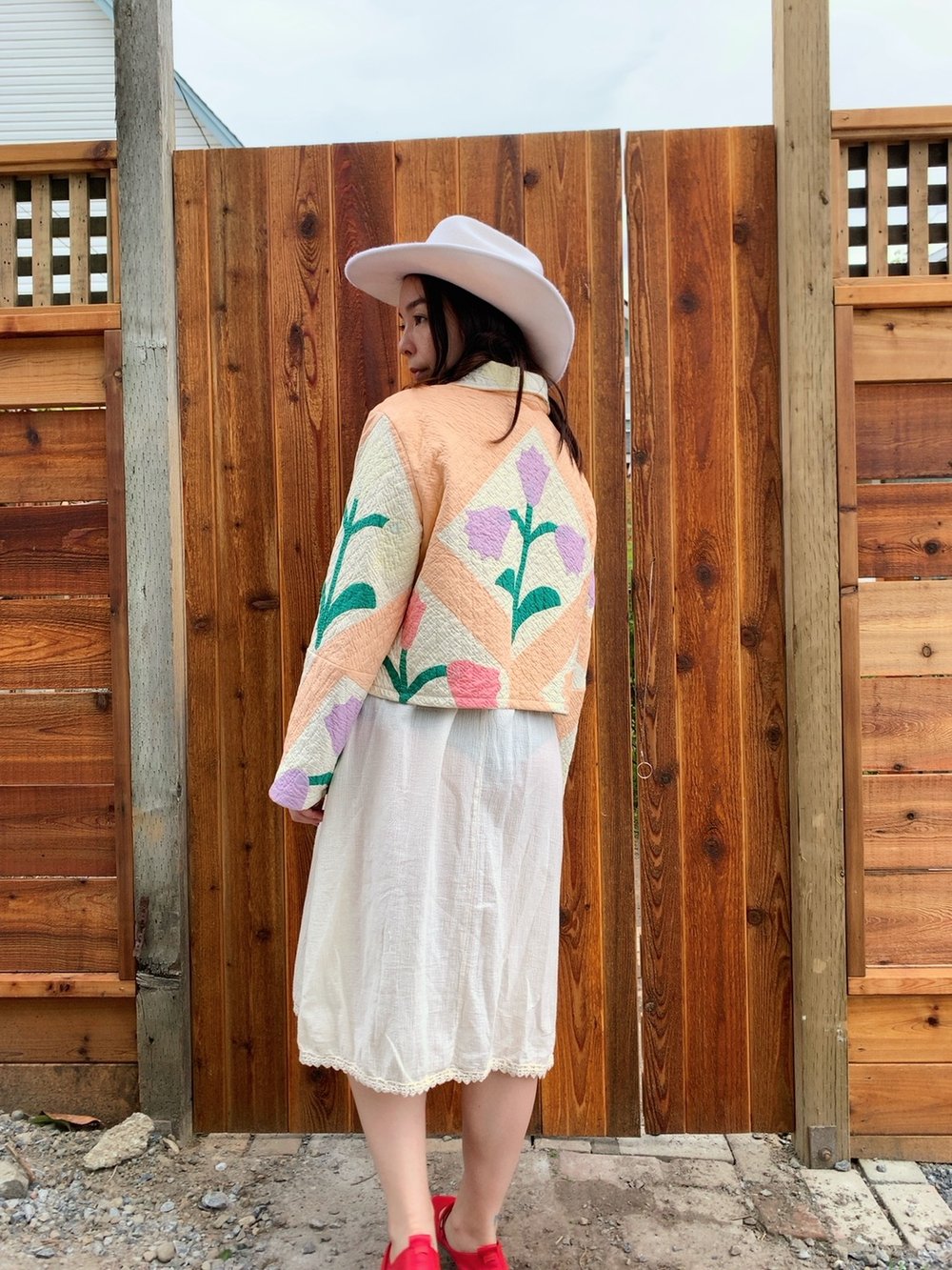 Image of Quilt Cropped Coat — Tulips