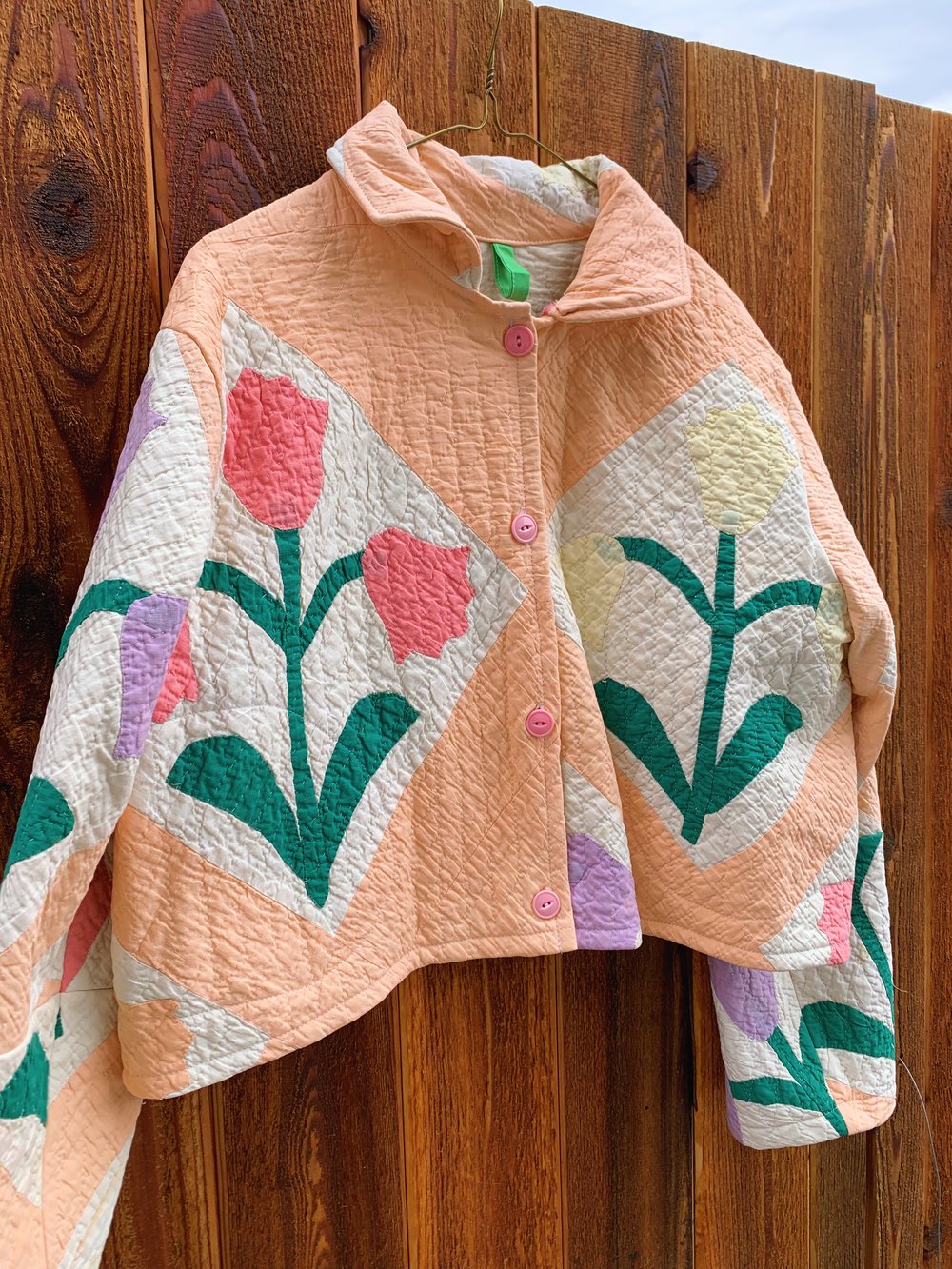 Image of Quilt Cropped Coat — Tulips