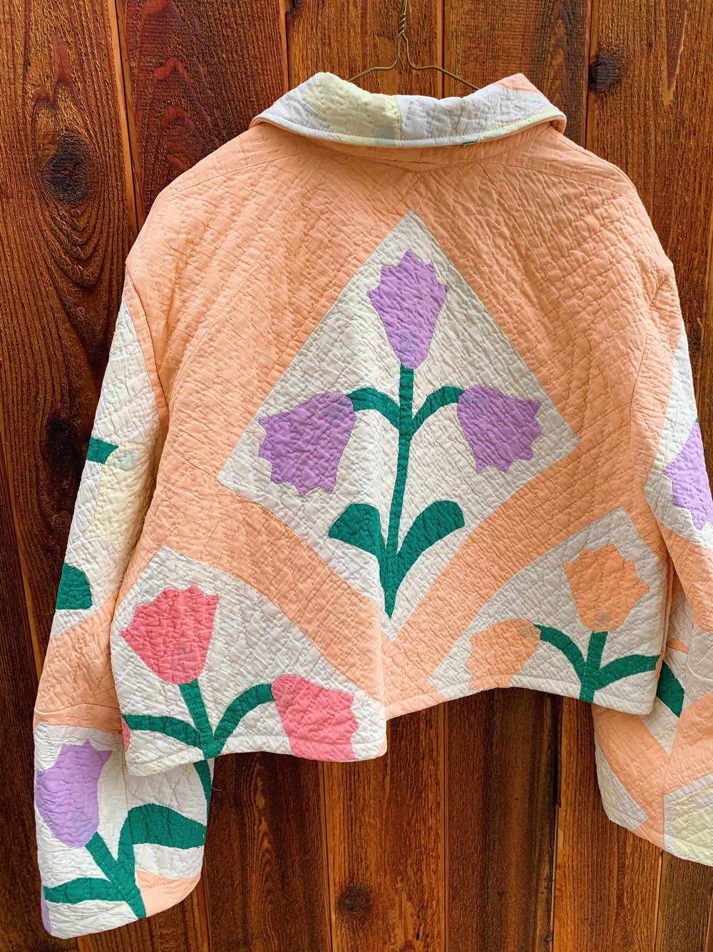 Image of Quilt Cropped Coat — Tulips
