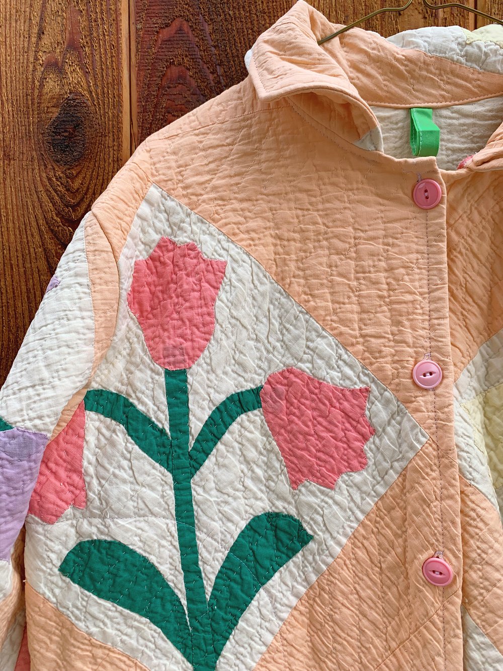 Image of Quilt Cropped Coat — Tulips