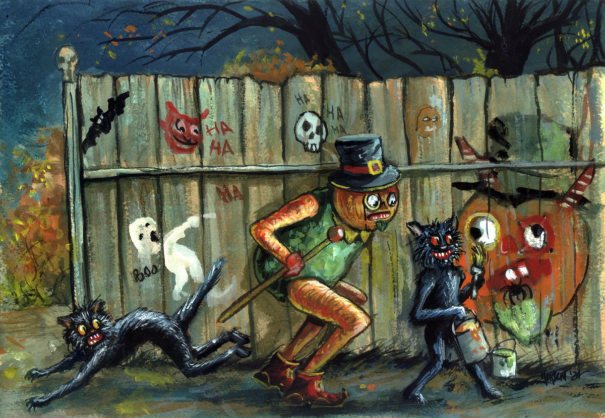 Image of "Graffiti" the May Shiverbones Halloween Postcard