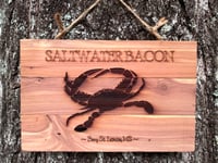Image 4 of Saltwater Bacon Wood Sign customizable