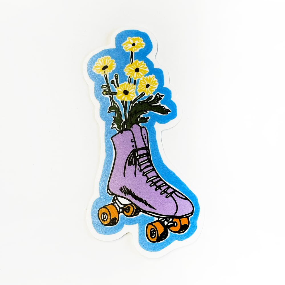 Image of Roller Skate Flowers Sticker