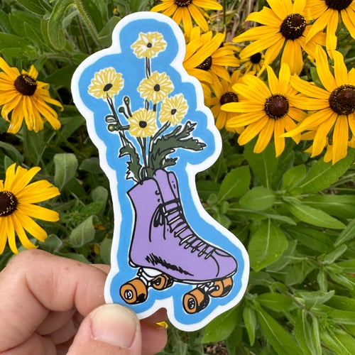 Image of Roller Skate Flowers Sticker