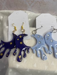 Image 1 of Drippy Crescent Moon Earrings