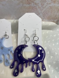 Image 2 of Drippy Crescent Moon Earrings