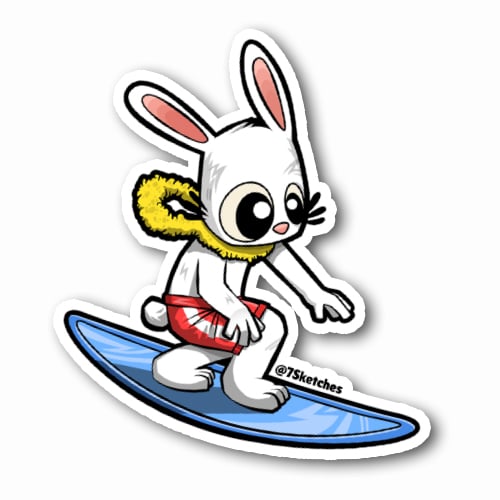 Image of Bunny Surfing Sticker