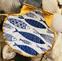 Image 1 of Shell trinket dish blue and white fish design