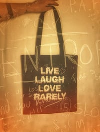 Image 2 of Live Laugh Love Rarely Tote Bag 