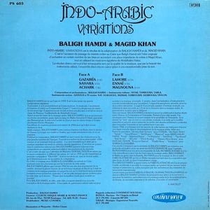Baligh Hamdi & Magid Khan – Indo-Arabic Variations (Playa Sound ‎– PS 603 - 1980)