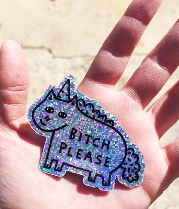 Image of Bitch Please Glitter Sticker 