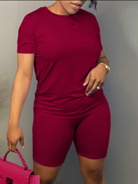 Image 2 of Casual comfort two piece (wine red)