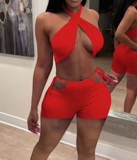 Image 1 of Sexy Bandaged Two Piece Set (red)