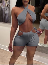 Image 1 of Sexy Bandaged Two Piece Set (smoke grey)