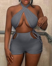 Image 3 of Sexy Bandaged Two Piece Set (smoke grey)