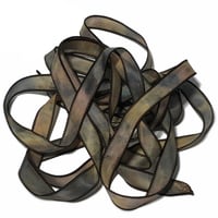 Image 1 of 1PC.  JUNGLE VINES  42" Hand dyed finished edge Habotai silk ribbon