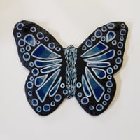 Image 2 of Hnad Painted Slate Butterfly (Blue & White) SOLD