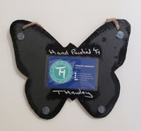 Image 4 of Hnad Painted Slate Butterfly (Blue & White) SOLD