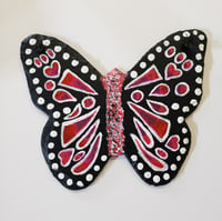 Image 1 of Hand Painted Slate Butterfly (with 4 small lovehearts)