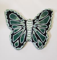 Image 1 of Hand Painted Slate Butterfly (Green & White)