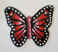 Image 1 of Hand Painted Slate Butterfly (Red & White)