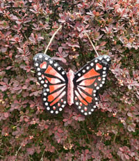 Image 2 of Hand Painted Slate Butterfly (Red & White)