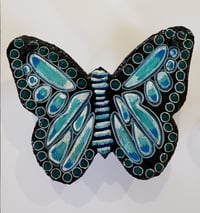 Image 2 of Hand Painted Slate Butterfly ( Blue, White & Turquoise) SOLD