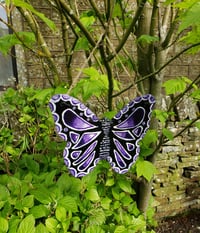 Image 2 of Hand Painted Slate Butterfly (Purple & White) SOLD