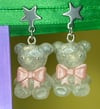Sweet Treats - Large Gummy Bear Earrings With Pink Bows
