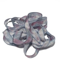 Image 3 of 1PC. LOOKING GLASS  42" Hand dyed finished edge Habotai silk ribbon