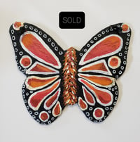 Image 1 of Hand Painted Slate Butterfly (Orange & White) SOLD