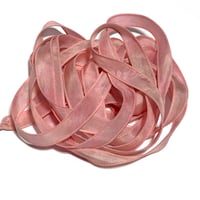 Image 2 of 1PC. PINK LEMONADE  42" Hand dyed finished edge Habotai silk ribbon
