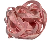Image 1 of 1PC. PINK LEMONADE  42" Hand dyed finished edge Habotai silk ribbon