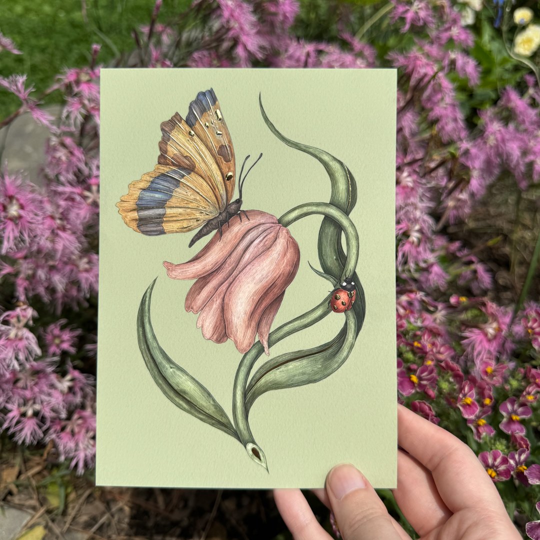 Image of Gold Foil Garden Friends Postcards