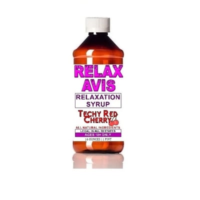 Image of 'Techy' Red (Cherry) Relaxavis Relaxation Syrup (2oz,8oz,16oz)