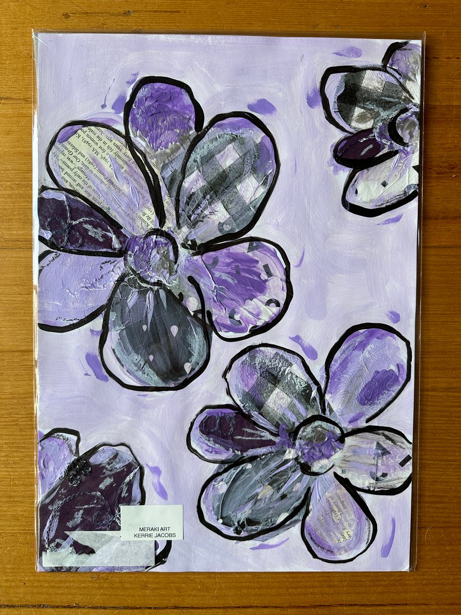Image of Floral Artwork on paper -  ready to frame SALE