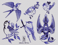 "BIRBS" Ballpoint Series. 8.5 x 11 PRINT