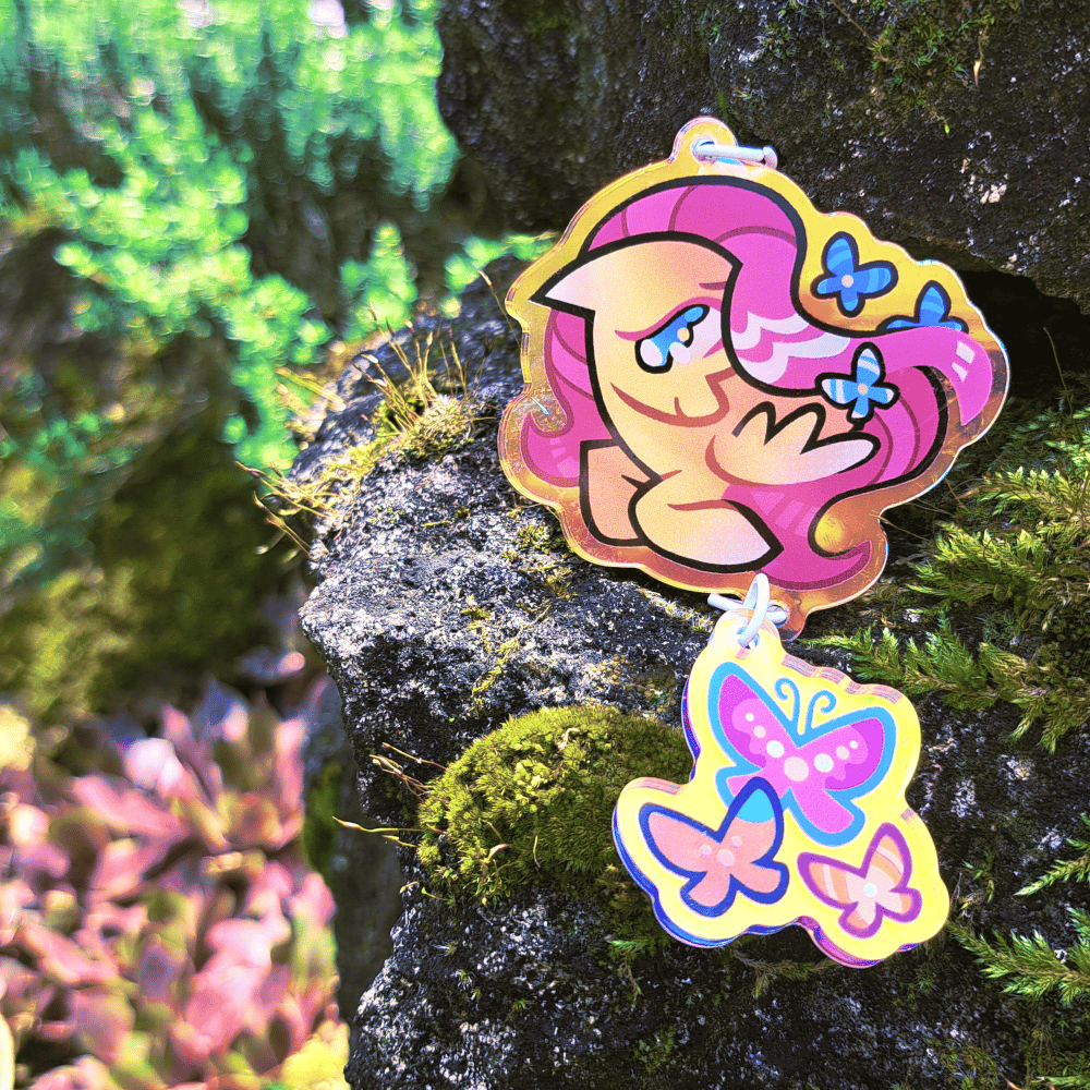 Image of Fluttershy 🦋 2.5'' Rainbow Acrylic Keychain