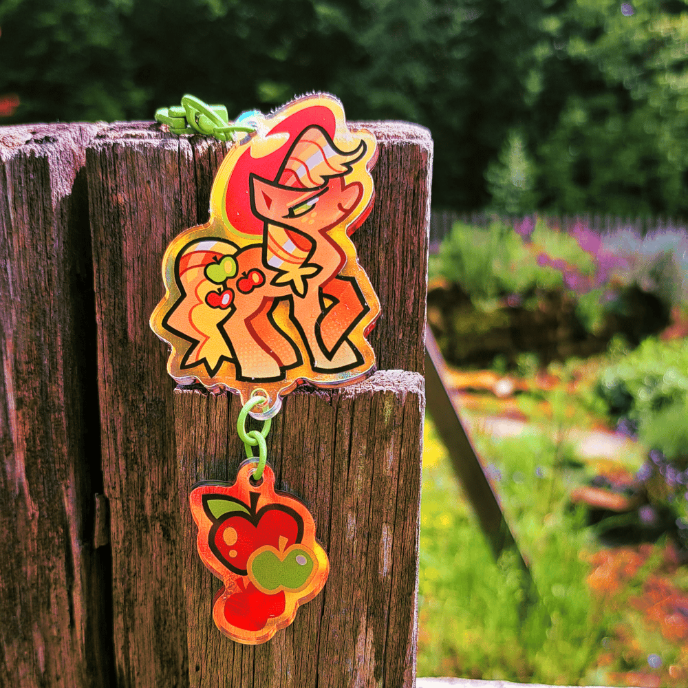 Image of Applejack 🍎 2.5'' Rainbow Acrylic Keychain