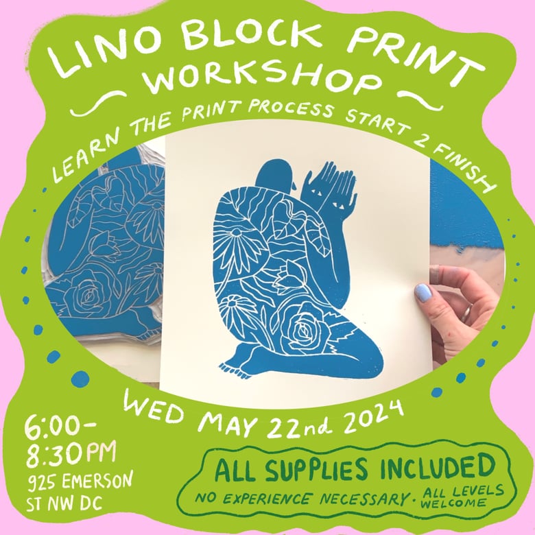Image of Lino Block Print Workshop Wednesday May 22nd 2024