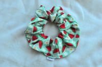 Watermelon on Aqua Scrunchie