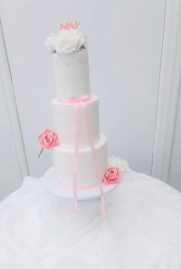 Image 1 of Pink flower bridal cake