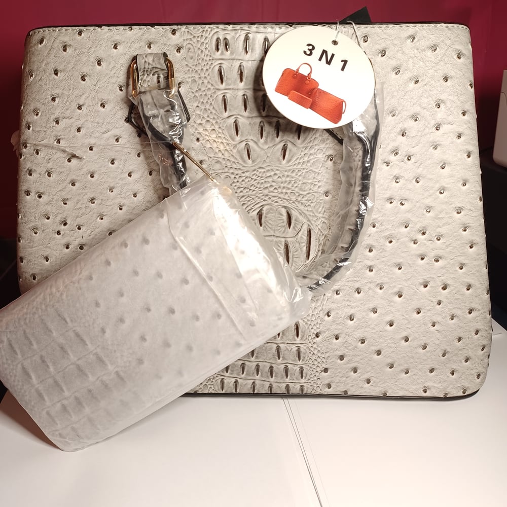 Image of Faux Ostrich Satchel Bag