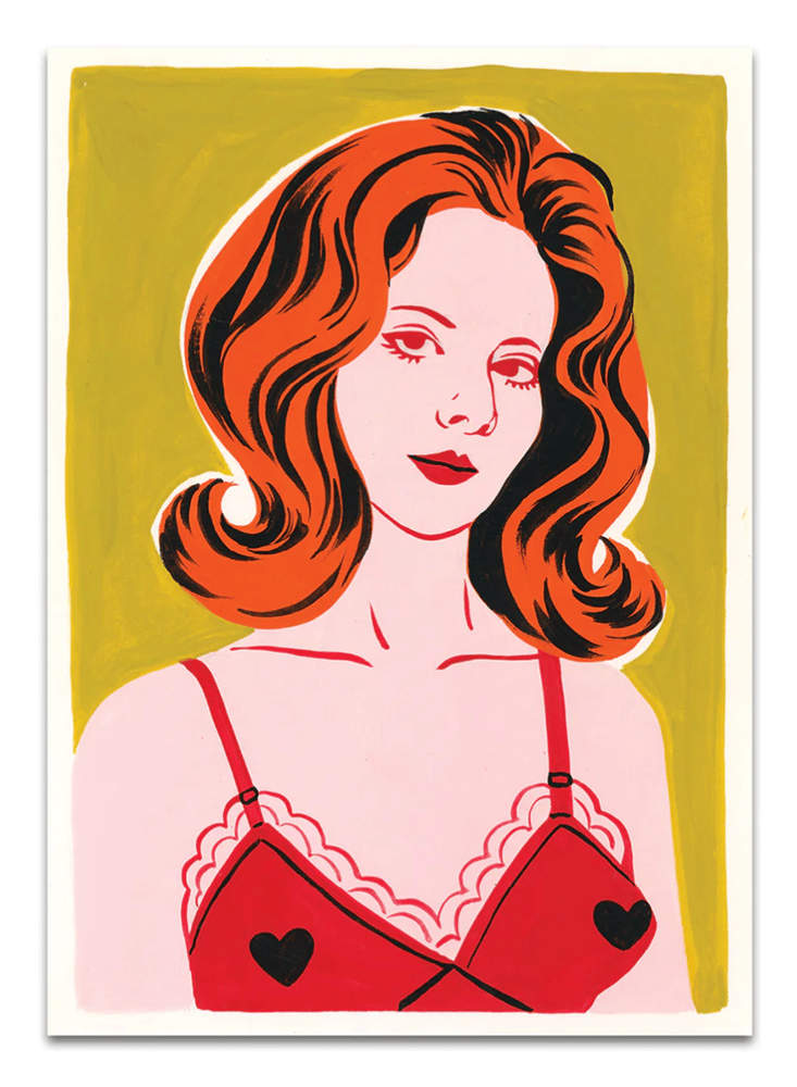 Image of Hand painted postcard - Red Hearts