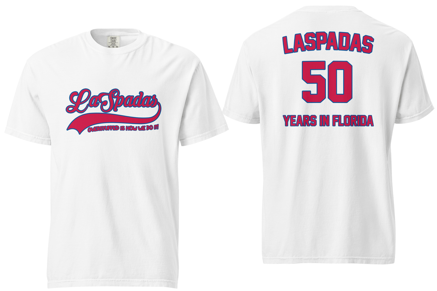 Image of Laspada's 50 Years Blue and Red on White